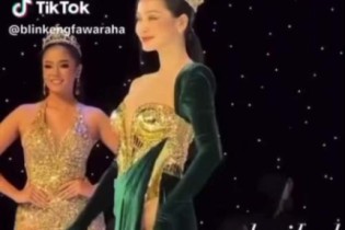 Miss é traída pelo vestido e mostra demais