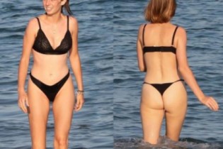 A atriz Maya Hawke é flagrada de lingerie em praia