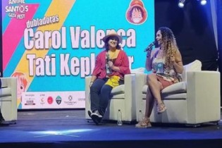 Dubladoras de One Piece batendo papo com o público no Anime Santos Geek Fest 2023